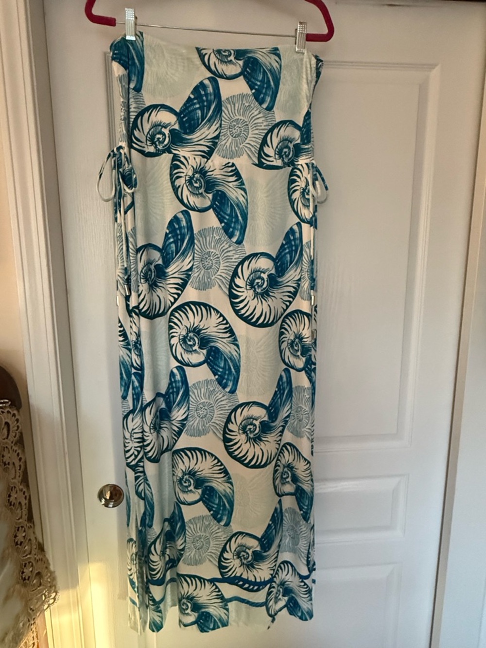 White House Black Market Blue Nautilus Print Maxi Dress